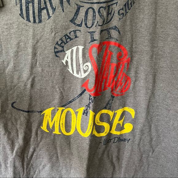 Disney Store Mickey “all started with a mouse” quote shirt grey 2XL unisex - Picture 3 of 6